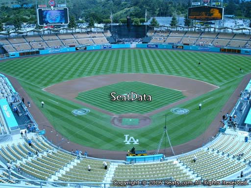 Seat view from reserve section 1 at Dodger Stadium, home of the Los Angeles Dodgers