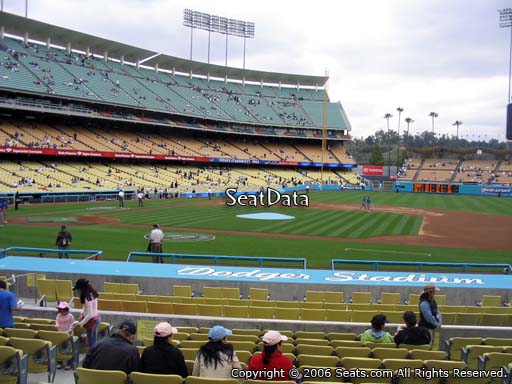Seat view from dugout club section 8 at Dodger Stadium, home of the Los Angeles Dodgers