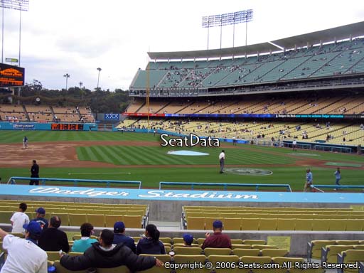 Seat view from field box section 21 at Dodger Stadium, home of the Los Angeles Dodgers