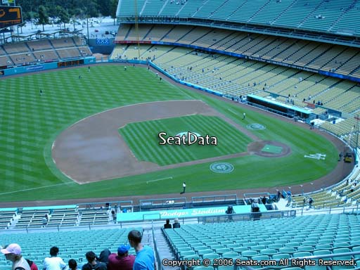 Seat view from reserve section 21 at Dodger Stadium, home of the Los Angeles Dodgers