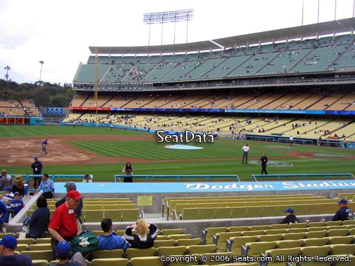 Seat view from dugout club section 15 at Dodger Stadium, home of the Los Angeles Dodgers