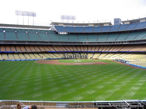 Seat view from left field pavilion section 305 at Dodger Stadium, home of the Los Angeles Dodgers