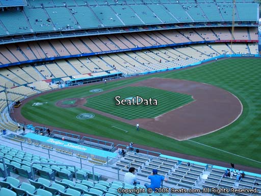 Seat view from reserve section 32 at Dodger Stadium, home of the Los Angeles Dodgers