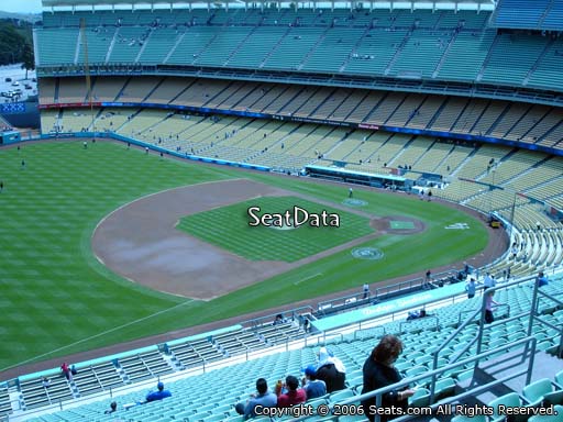 Seat view from reserve section 33 at Dodger Stadium, home of the Los Angeles Dodgers