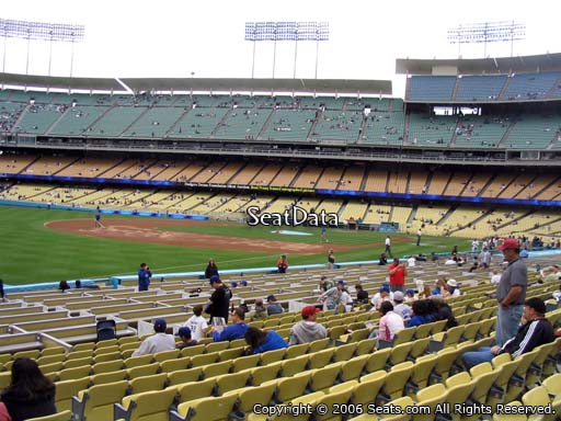 Seat view from field box section 43 at Dodger Stadium, home of the Los Angeles Dodgers