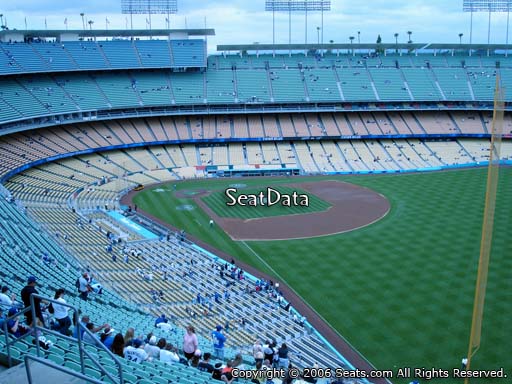 Seat view from reserve section 50 at Dodger Stadium, home of the Los Angeles Dodgers