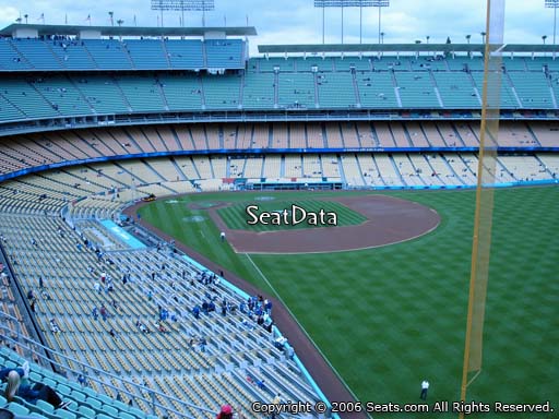 Seat view from reserve section 56 at Dodger Stadium, home of the Los Angeles Dodgers