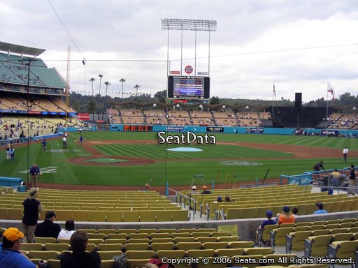 Seat view from dugout club section 2 at Dodger Stadium, home of the Los Angeles Dodgers