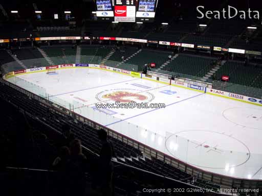 Seat view from section 201 at Scotiabank Saddledome, home of the Calgary Flames