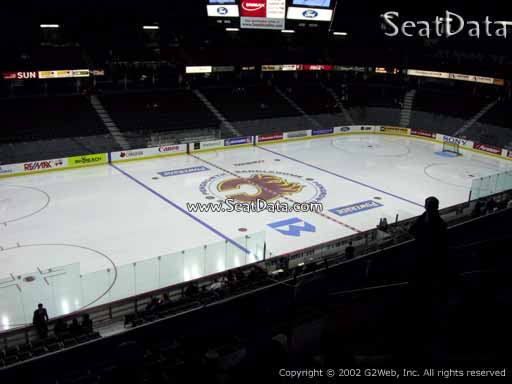 Seat view from section 210 at Scotiabank Saddledome, home of the Calgary Flames