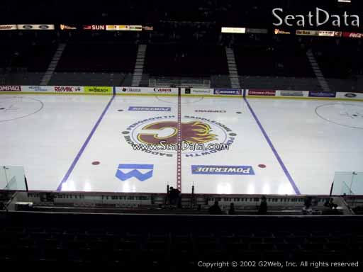 Seat view from section 212 at Scotiabank Saddledome, home of the Calgary Flames