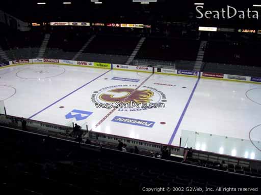 Seat view from section 213 at Scotiabank Saddledome, home of the Calgary Flames