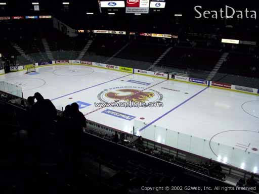 Seat view from section 214 at Scotiabank Saddledome, home of the Calgary Flames