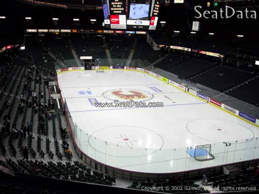 Seat view from section 218 at Scotiabank Saddledome, home of the Calgary Flames