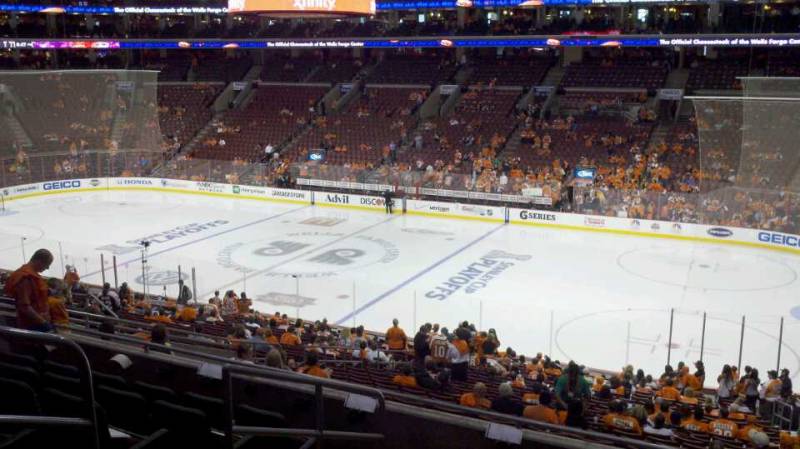 Seat view from Club Box 15 at the Wells Fargo Center, home of the Philadelphia Flyers