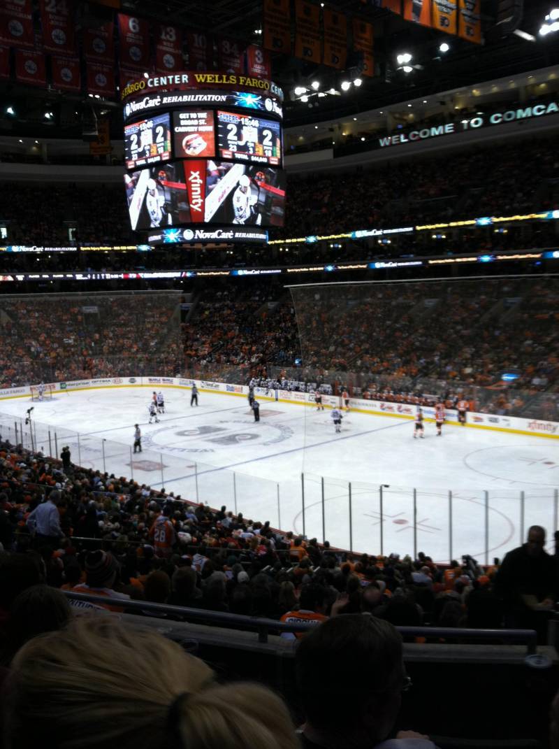 Seat view from Club Box 16 at the Wells Fargo Center, home of the Philadelphia Flyers