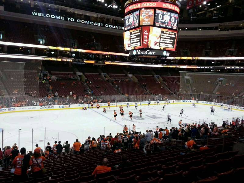 Seat view from Club Box 23 at the Wells Fargo Center, home of the Philadelphia Flyers