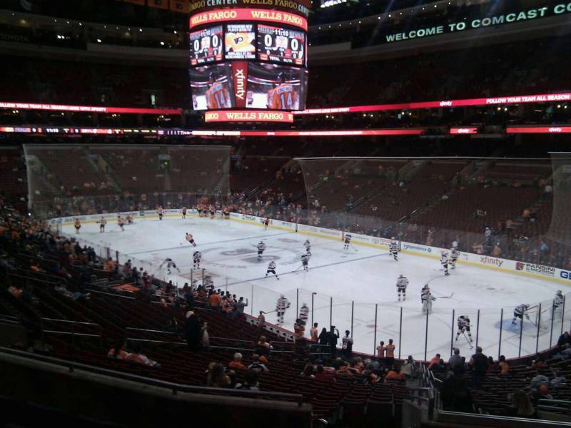 Seat view from Club Box 4 at the Wells Fargo Center, home of the Philadelphia Flyers