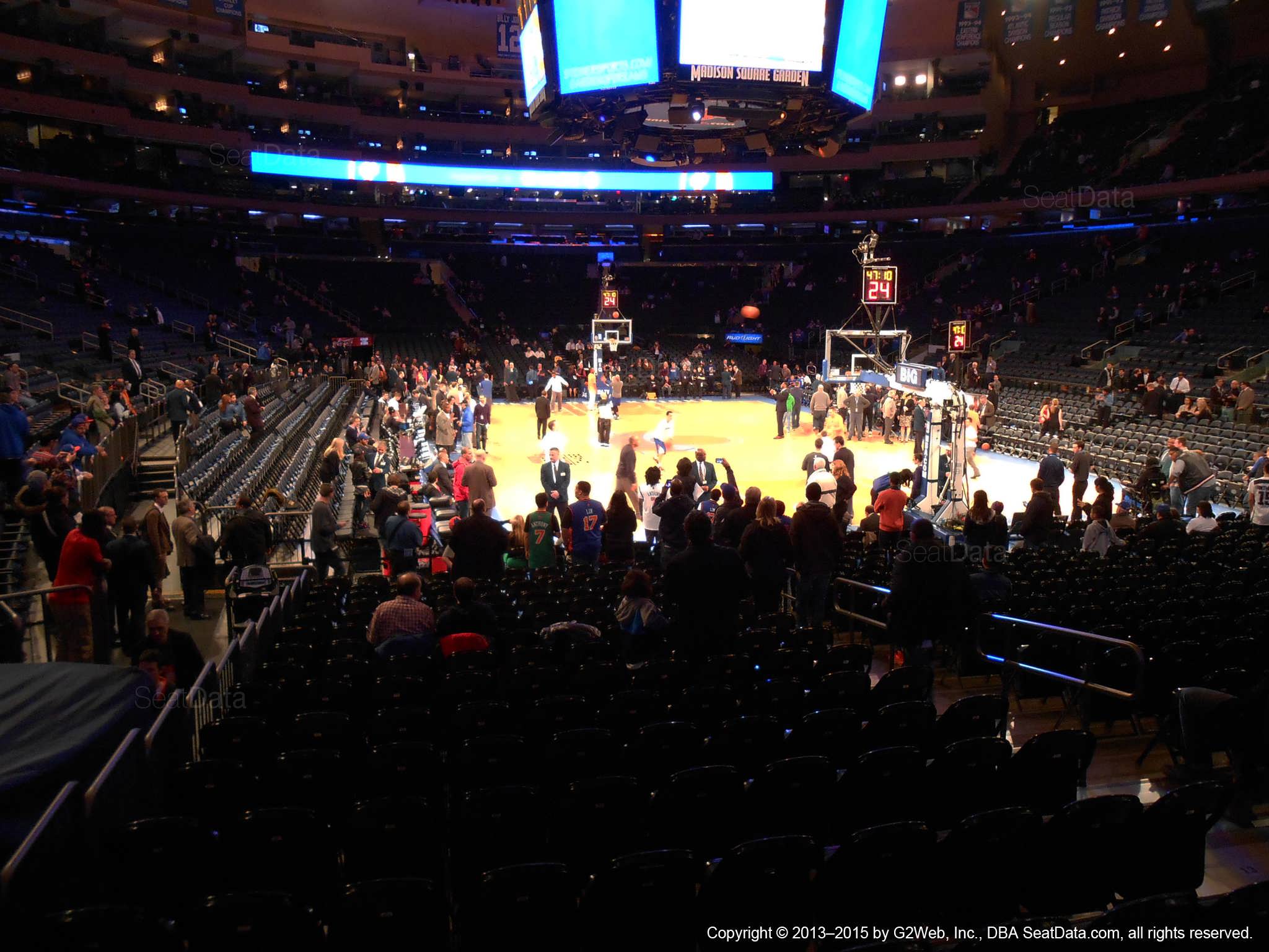 Seat view from section 7 at Madison Square Garden, home of the New York Knicks.