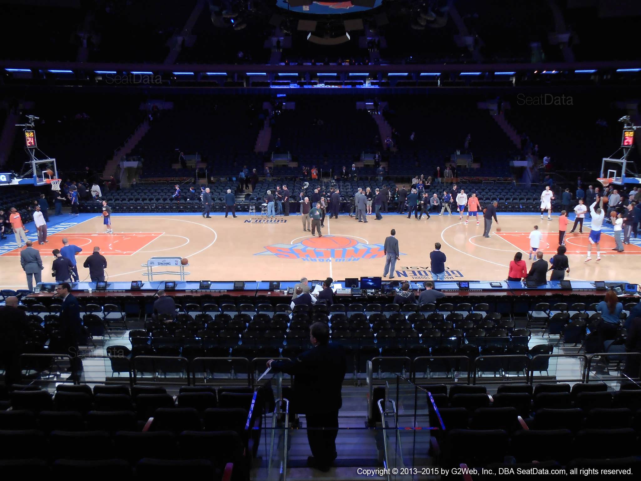 Seat view from section 107 at Madison Square Garden, home of the New York Knicks.