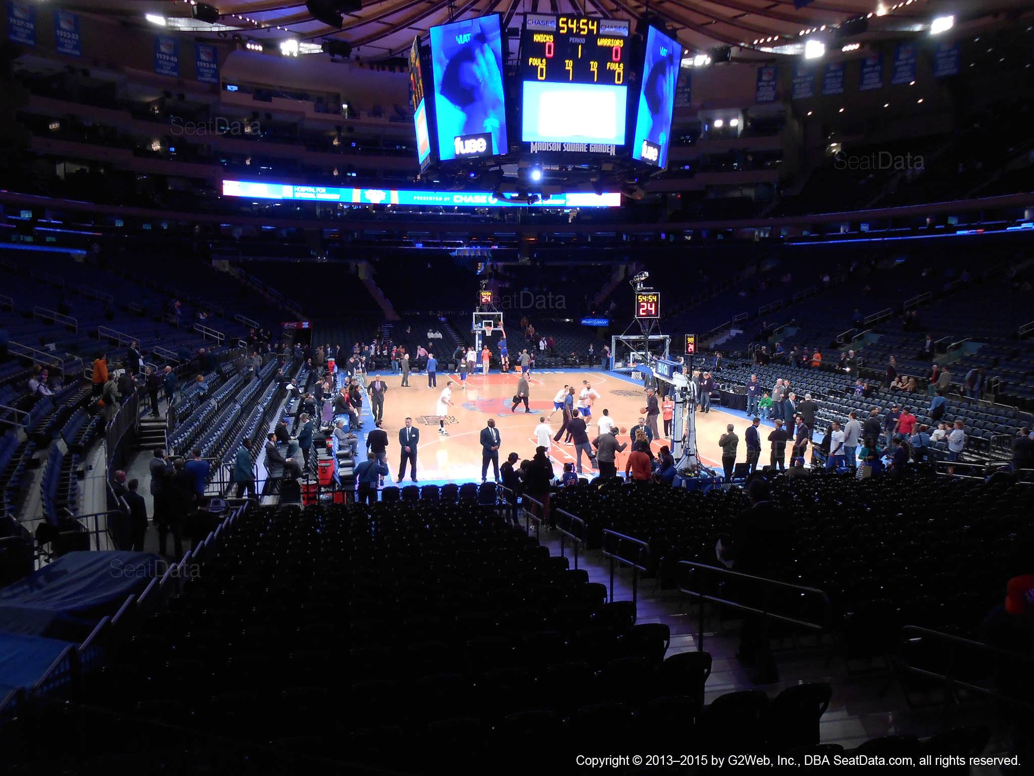 Seat view from section 111 at Madison Square Garden, home of the New York Knicks.