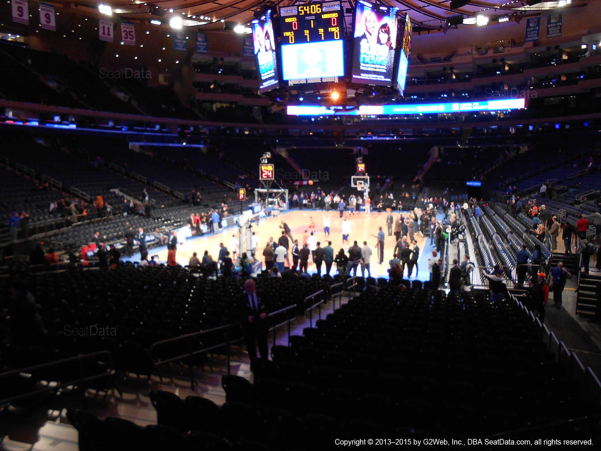 Seat view from section 113 at Madison Square Garden, home of the New York Knicks.