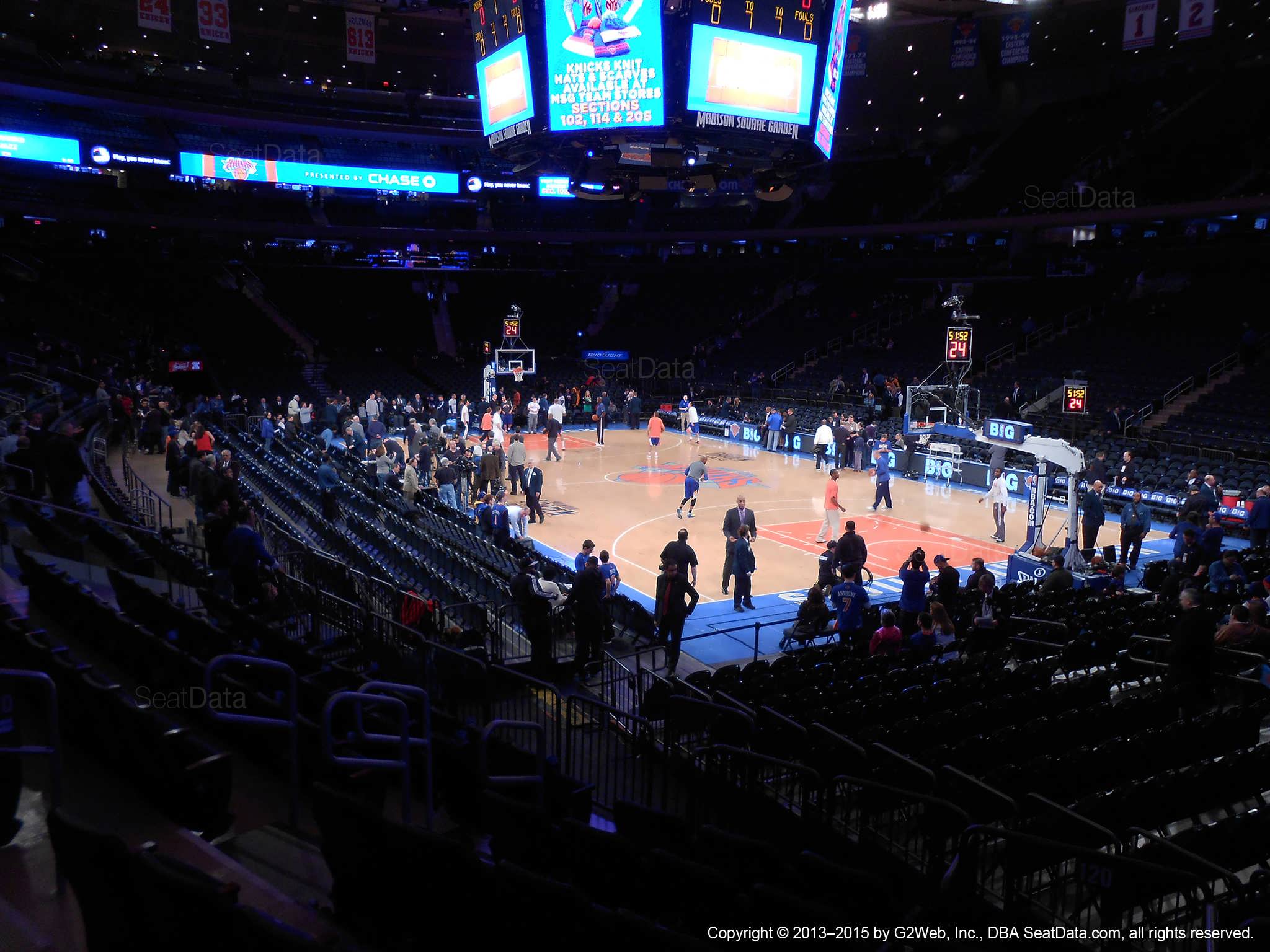 Seat view from section 120 at Madison Square Garden, home of the New York Knicks.