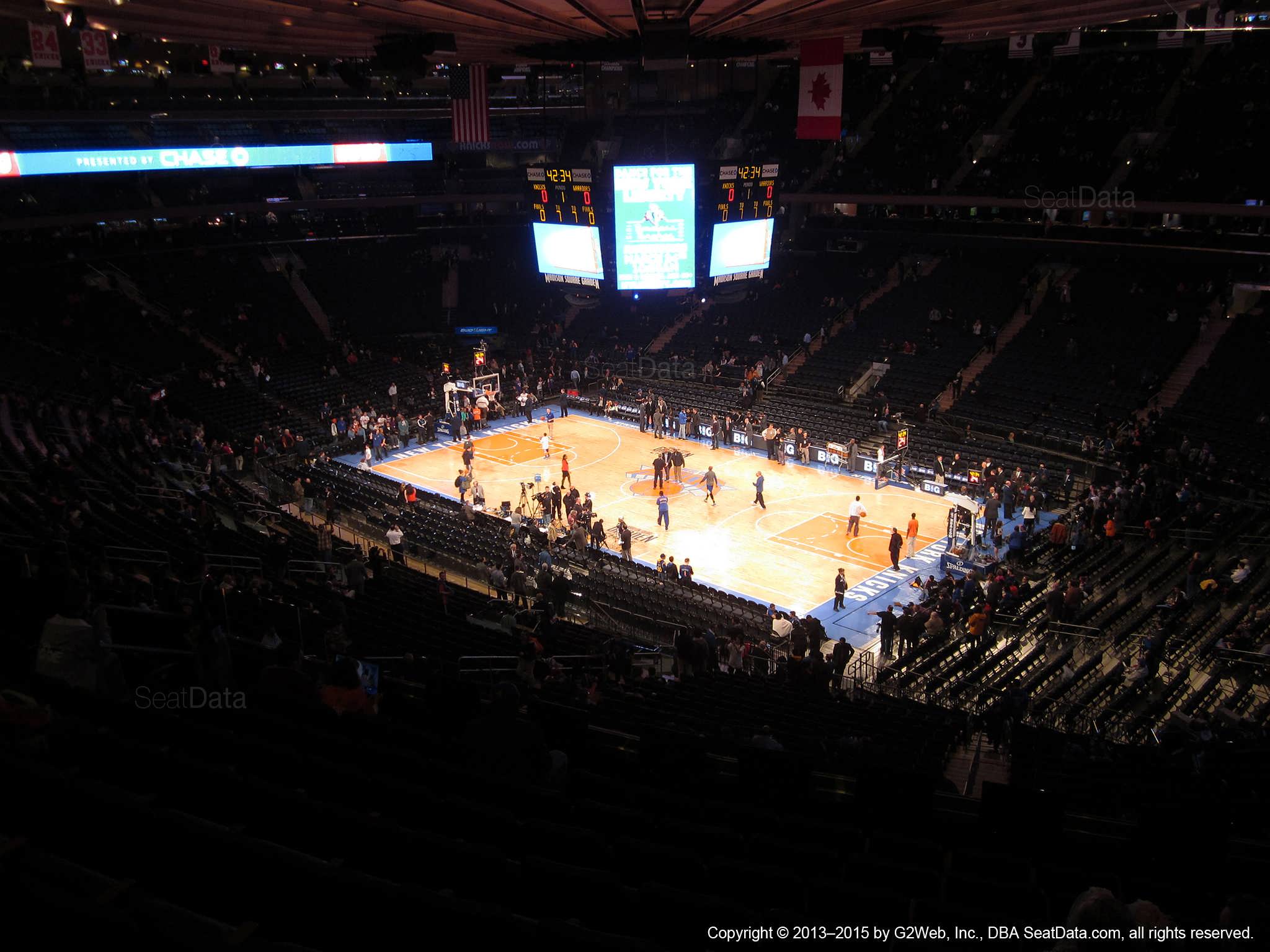 Seat view from section 201 at Madison Square Garden, home of the New York Knicks.
