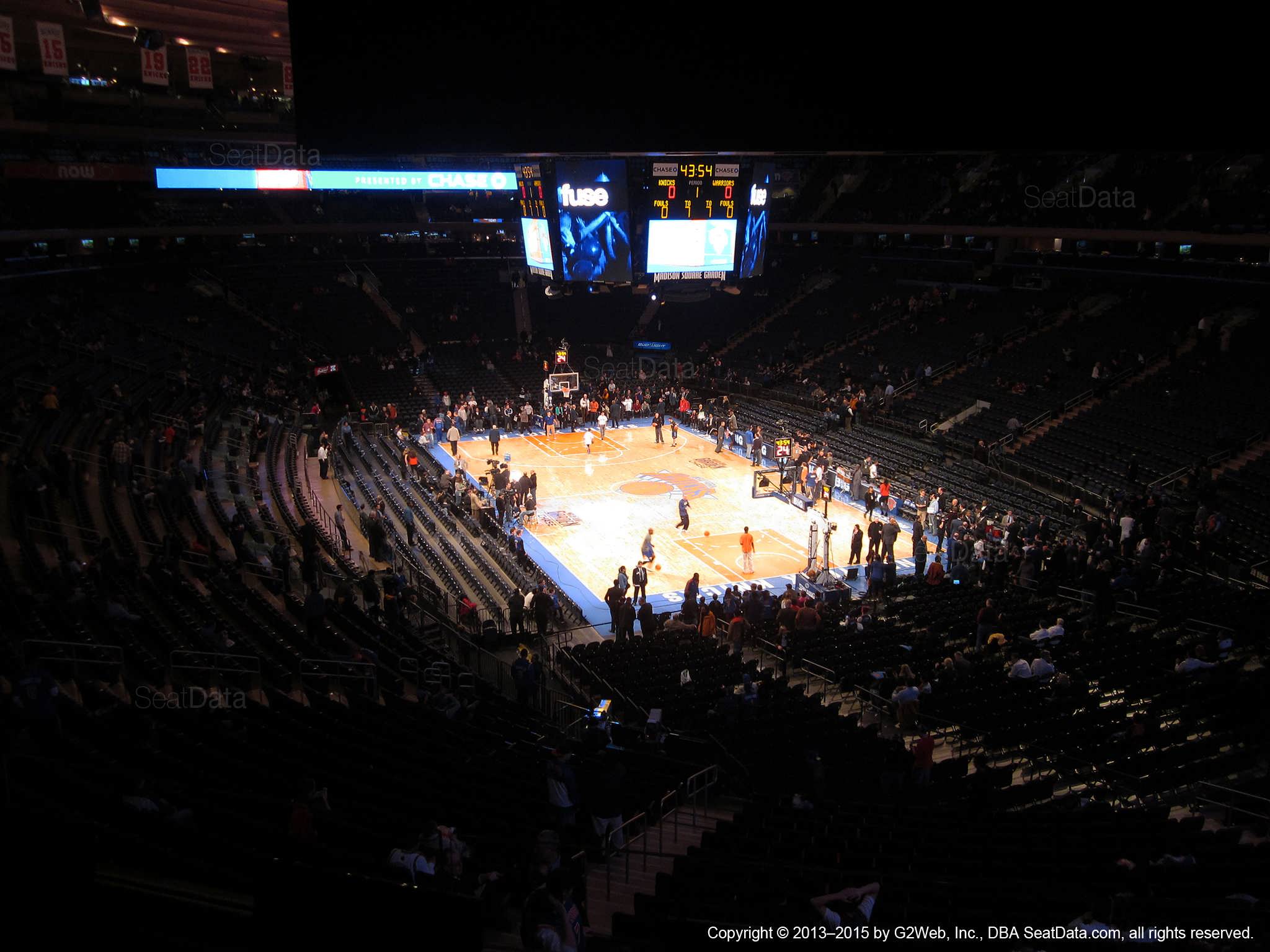 Seat view from section 203 at Madison Square Garden, home of the New York Knicks.
