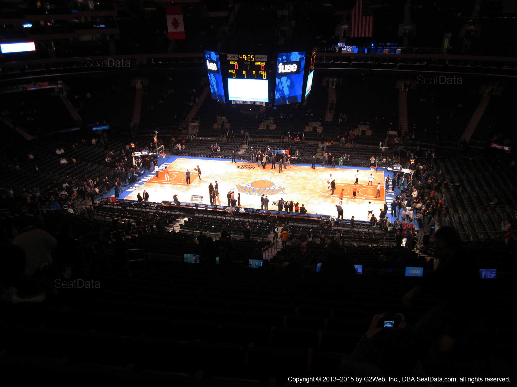 Seat view from section 212 at Madison Square Garden, home of the New York Knicks.