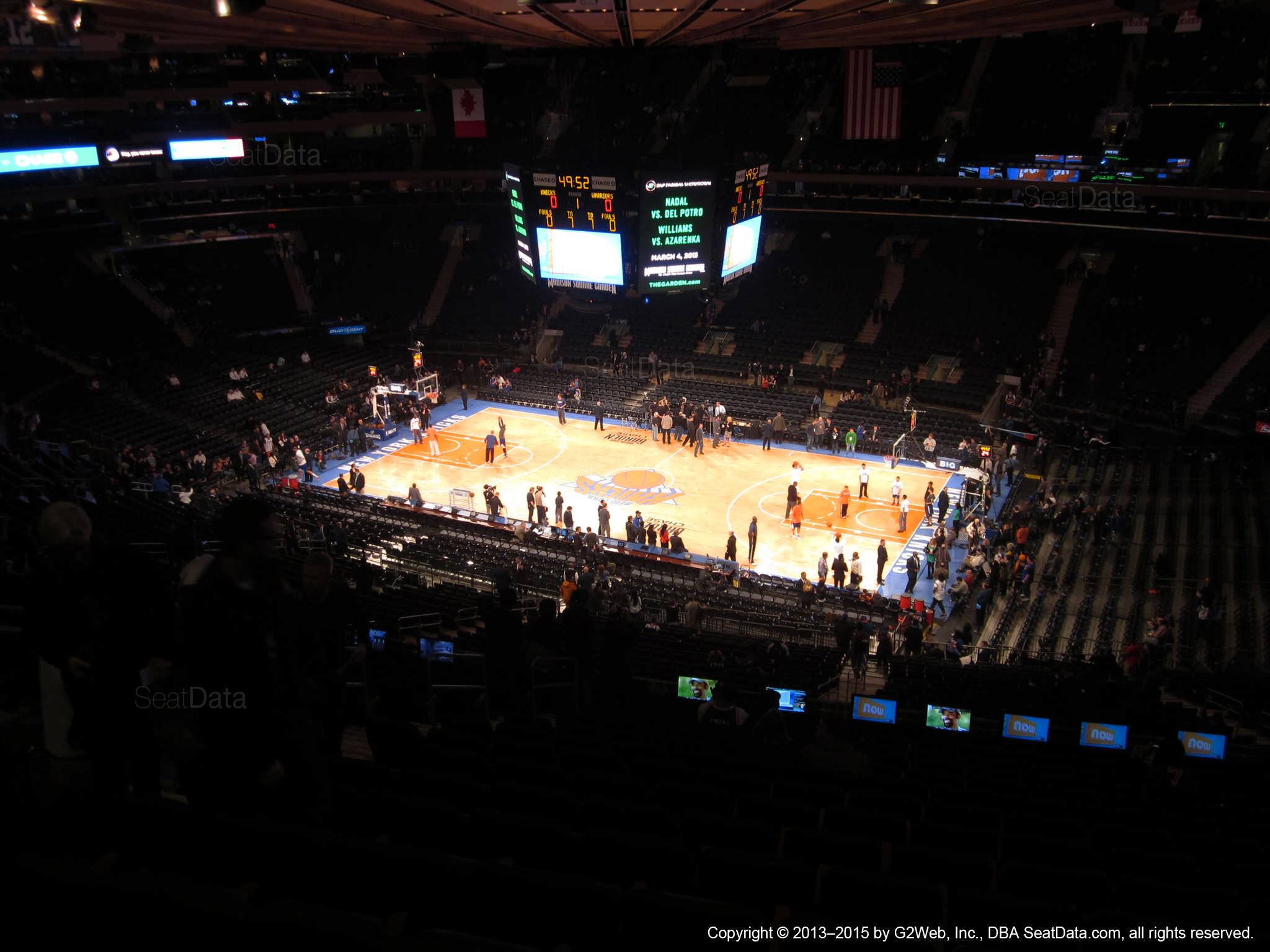 Seat view from section 213 at Madison Square Garden, home of the New York Knicks.
