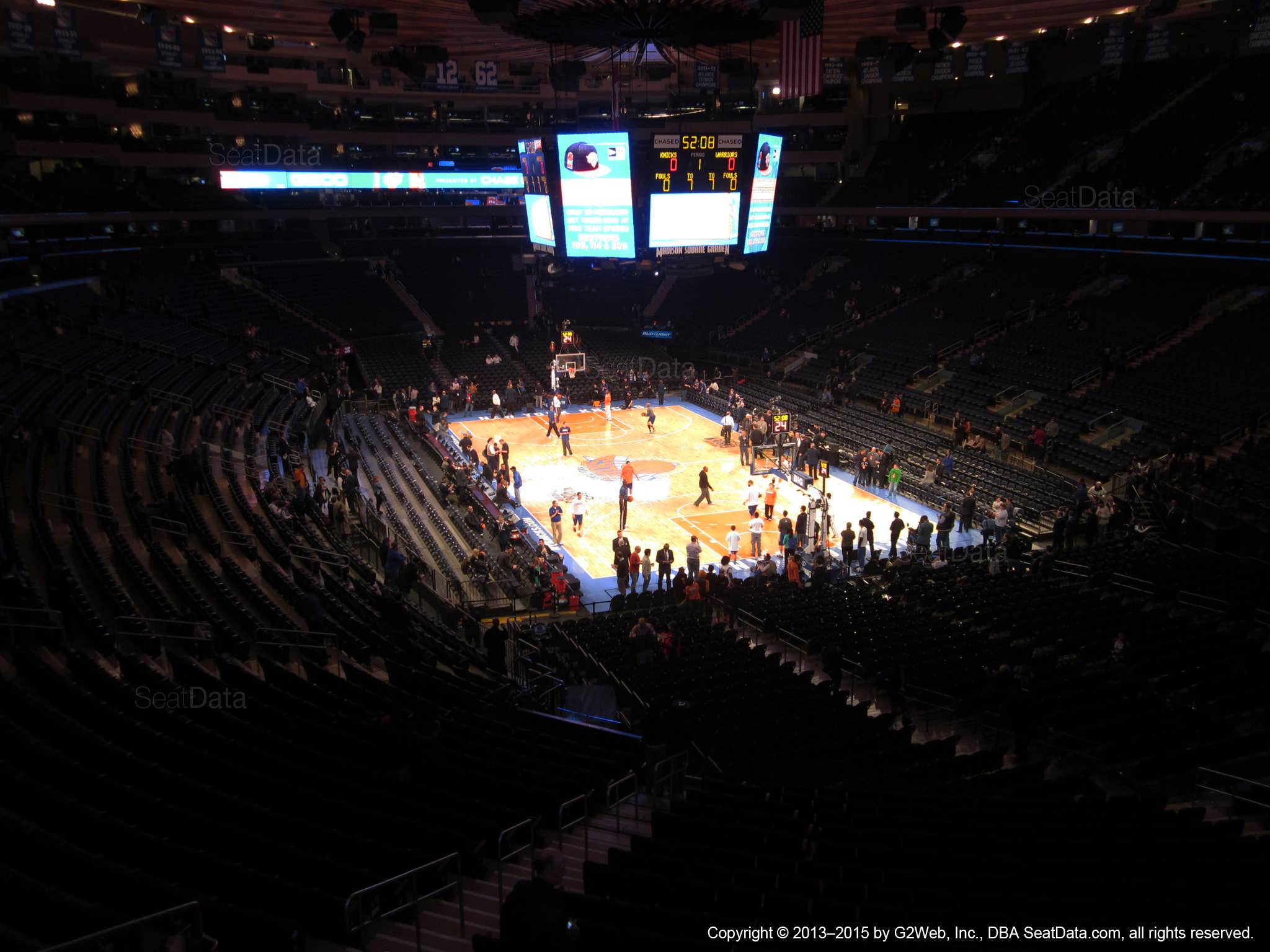 Seat view from section 216 at Madison Square Garden, home of the New York Knicks.