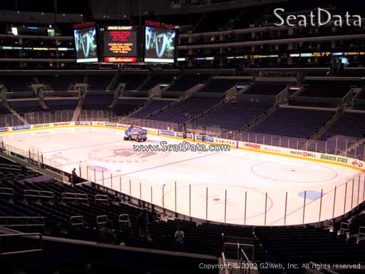 Seat view from Premier Section 1 at the Staples Center, home of the Los Angeles Kings