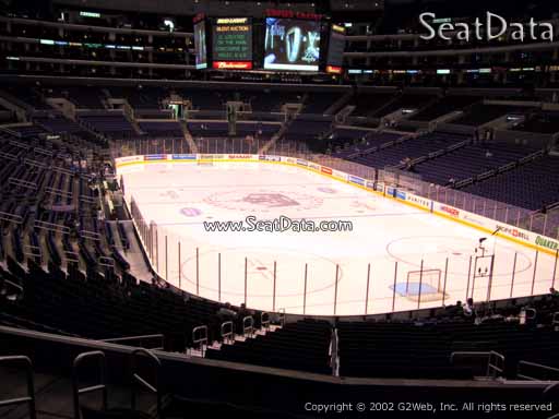 Seat view from section 218 at the Staples Center, home of the Los Angeles Kings