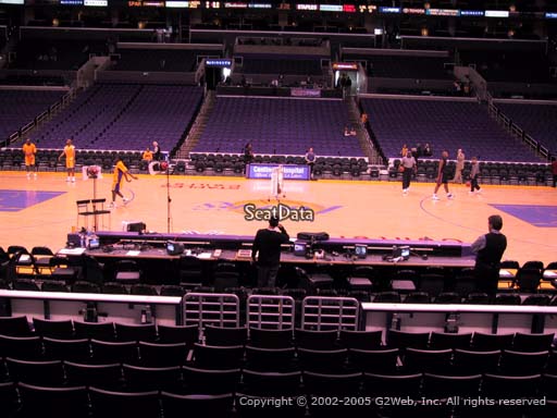 Seat view from section 101 at the Staples Center, home of the Los Angeles Lakers
