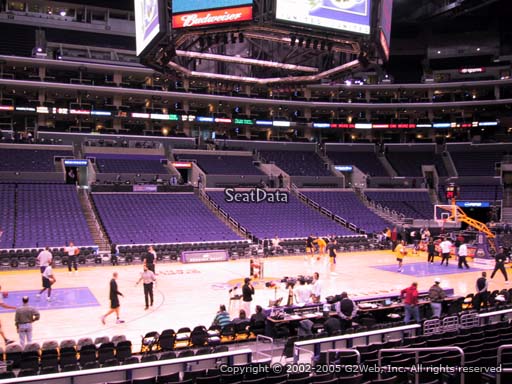 Seat view from section 102 at the Staples Center, home of the Los Angeles Lakers