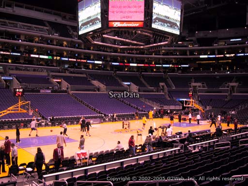 Seat view from section 103 at the Staples Center, home of the Los Angeles Lakers