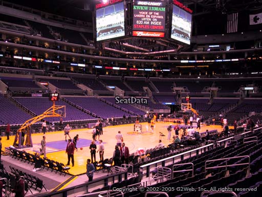 Seat view from section 104 at the Staples Center, home of the Los Angeles Lakers