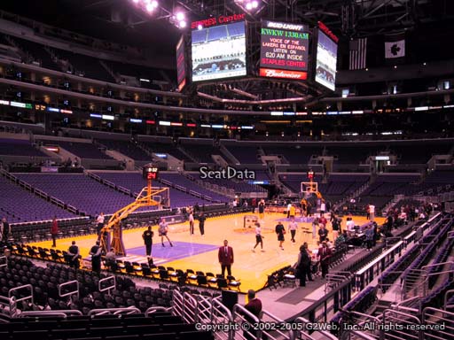 Seat view from section 105 at the Staples Center, home of the Los Angeles Lakers