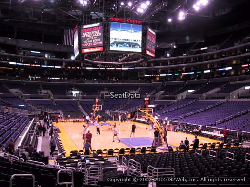 Seat view from section 107 at the Staples Center, home of the Los Angeles Lakers