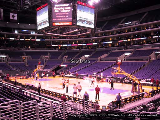 Seat view from section 108 at the Staples Center, home of the Los Angeles Lakers