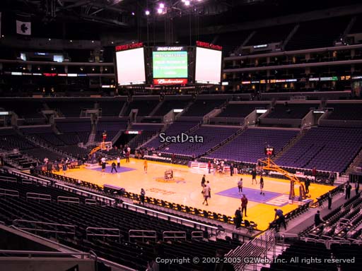 Seat view from premier section 11 at the Staples Center, home of the Los Angeles Lakers