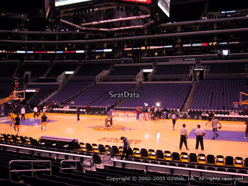 Seat view from section 110 at the Staples Center, home of the Los Angeles Lakers