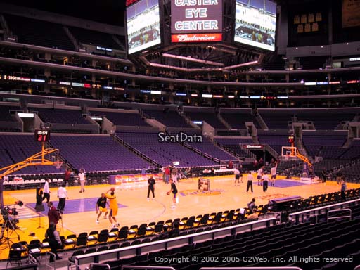 Seat view from section 113 at the Staples Center, home of the Los Angeles Lakers