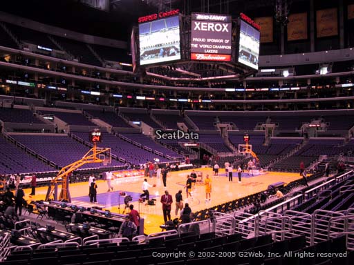 Seat view from section 114 at the Staples Center, home of the Los Angeles Lakers