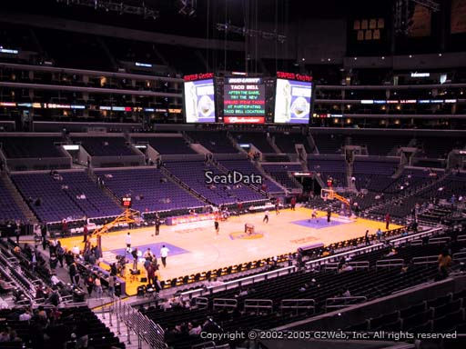 Seat view from premier section 17 at the Staples Center, home of the Los Angeles Lakers