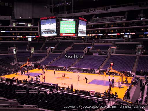 Seat view from premier section 3 at the Staples Center, home of the Los Angeles Lakers