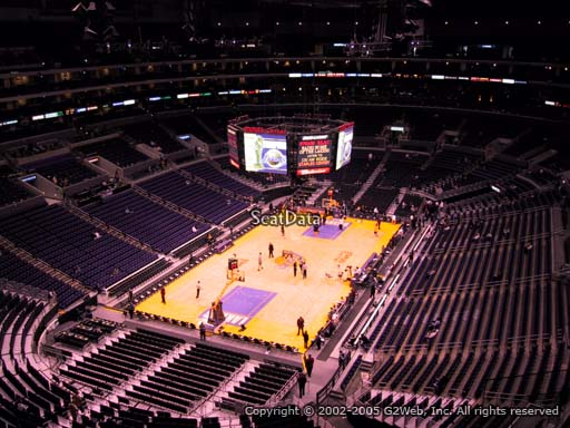 Seat view from section 307 at the Staples Center, home of the Los Angeles Lakers