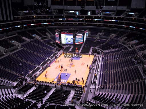 Seat view from section 325 at the Staples Center, home of the Los Angeles Lakers