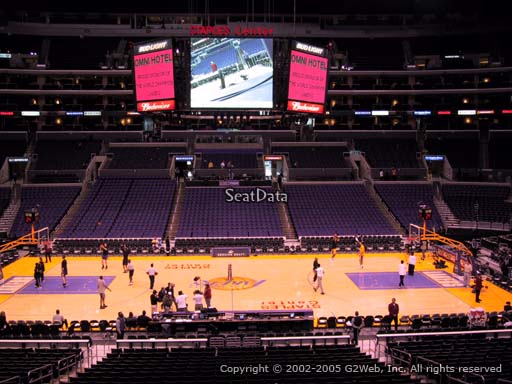 Seat view from premier section 5 at the Staples Center, home of the Los Angeles Lakers